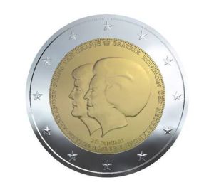 Königin Beatrix und ihr Nachfolger auf einer 2-€-Münze